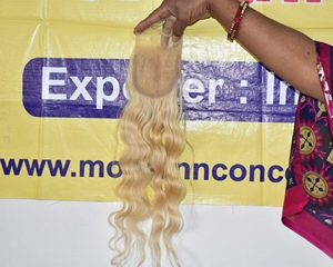 100% indien Temple brut naturel blond 8-32 pouces 4*4 fermeture Bodywave lâche vague profonde non traitée 100% Extensions de cheveux humains - Product Image 6