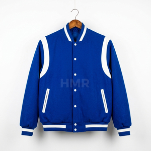 Veste universitaire HMR Sisterhood Sorority en acrylique bleu et blanc contrasté, manches longues, boutonnée, style classique, pour l'automne - Product Image 5