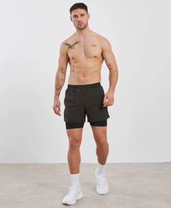 Shorts de sport pour hommes 2026 de haute qualité, noirs, à séchage rapide, écologiques, avec cordon de serrage à la taille, poches, longueur Bermuda, couleur unie, en polyester - Product Image 6
