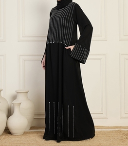 Nueva Abaya Tradicional Islámica Negra para Mujer, Estilo Saudí, Primavera 2026, Dubai, Poliéster Transpirable, Largo hasta el Tobillo, Musulmana - Product Image 6