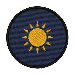 Emblema Masónico de Sol Negro G Bordado Personalizado, Insignia de la Francmasonería, Emblema Circular de Rayos de Sol Dorados, Tela Granate, Calcomanía Termoadhesiva - Product Image 2