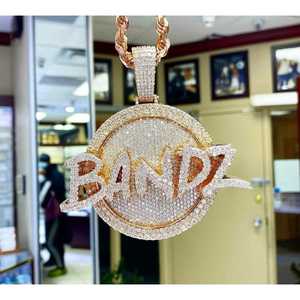 Pendentif personnalisé avec nom en lettres, style Hip Hop de luxe, en argent sterling et moissanite, plaqué or, bijoux de rappeur scintillants - Product Image 3