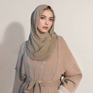 Summer Premium High Quality Soft <b>Silk</b> Muslim Women's <b>Hijab</b> Solid Long Custom Logo Square Eco-Friendly Breathable Anti-Bacterial - Product Image 1