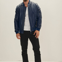 Blouson Bomber Homme en PU Design Premium, Motif Gaufré, Fermeture Éclair, Col Montant, Veste Homme en Cuir Végétalien pour l'Automne