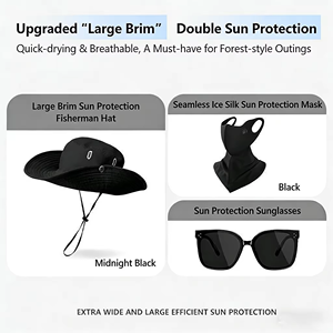 Ensemble Chapeau de Cowboy Western et Lunettes de Soleil Unisexe pour Adulte avec Large Bord, Protection UV400, Séchage Rapide et Couverture Faciale Respirante - Product Image 5