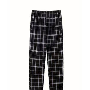 Conjunto Cómodo de Camiseta, Pantalones Cortos y Pantalones Largos - Lavable a Máquina, Tela Elástica, Diseño a Cuadros Opaco, Ropa de Estar por Casa - Product Image 4