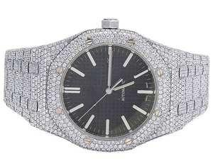 BOJ A.P. Reloj de Lujo para Hombre con Esfera de Diamantes Negros, Movimiento de Cuarzo, Diamantes VVS, Moissanita, Aleación de Acero Inoxidable, Correa de Acero Inoxidable, Precio Bajo - Product Image 2