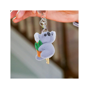 Cute <b>Bear</b> Head Plush Keychains 3D Cartoon Soft Faux Fur Pendant Decor Brown <b>Pink</b> Colors - Product Image 3