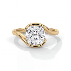 Anillo de compromiso solitario con diamante cultivado en laboratorio de 2.50 CT, corte cojín, en oro de 14K, diseño de onda cruzada, joyería fina personalizada para mujer. - Product Image 1