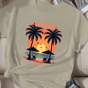 เสื้อยืดผู้หญิงลาย Aloha และ Hawaii Beach Scene - Product Image 3