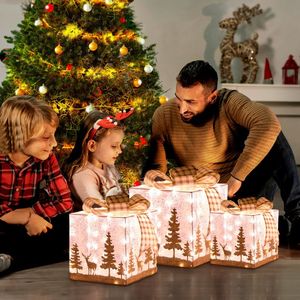 Juego de 3 Cajas de Regalo Navideñas Iluminadas con 100 Luces Blancas Cálidas - Product Image 4