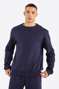 Nueva llegada, sudadera de alta calidad, transpirable, básica, color azul marino oscuro, cuello redondo, para hombre, sudadera personalizada de mezcla de algodón a precio de fábrica. - Product Image 4