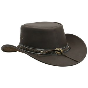Chapeau de cowboy en cuir marron unisexe personnalisé en gros avec bande tressée, ajustable, style décontracté d'hiver pour l'extérieur, taille adulte 56-58CM - Product Image 2