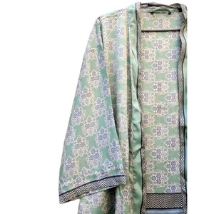 Bata de Seda Ligera Vintage, Kimono de Sari Indio Único, Elegante Baño Térmico, Ropa de Playa, Cintura Elástica para Primavera y Otoño - Product Image 2