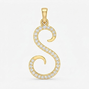 Collier Pendentif Lettre S en Or Jaune Massif 18K avec Diamant de Laboratoire EF VVS1, Unisexe, Bijoux Fins, Sertissage Griffe IGI, Tendance - Product Image 5