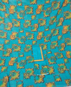 Nouvelle Robe Classique Somalienne Authentique pour Filles, Imprimée Numérique, en Jacquard Slub, Motif Géométrique Bleu Vibrant, Blanc Cassé - Product Image 2