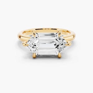 Anillo de Diamantes Cultivados en Laboratorio con Forma Hexagonal Alargada en Oro de 14K - Product Image 1