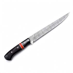 Cuchillo de filetear hecho a mano de acero de Damasco con mango de madera de ébano negro, herramienta culinaria - Product Image 3