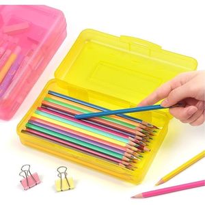 Confezione da 1 Astuccio in Plastica Trasparente di Grande Capacità con Coperchio a Chiusura Ermetica, Design Impilabile, Elegante Accessorio per Ufficio per Matite Colorate - Product Image 1