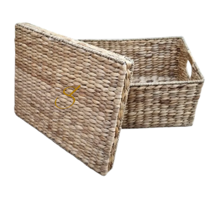 <b>Rectangular</b> Water Hyacinth <b>Basket</b>, Lidded <b>Basket</b> for Storage, Waterhyacinth Wicker <b>Basket</b>, Coastal Decor, Storage <b>Basket</b> - Product Image 2