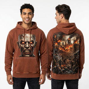 Sudadera con Capucha Personalizada para Hombre, Estilo Vintage, con Gráfico de Caballero Undead, Lavado Ácido, Diseño de Guerrero Medieval Asediando un Castillo - Product Image 5