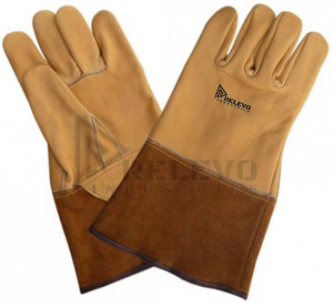 Gants de soudage en cuir pleine fleur de vachette de qualité supérieure, avec manchette de 4 pouces, pouce droit, certifiés EN420, doublés polaire, pour le soudage au tungstène - Product Image 1