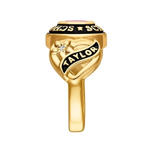 Bague de classement ovale en argent sterling 925 plaqué or jaune avec pierre de naissance personnalisée pour la remise des diplômes ou l'université - Product Image 4