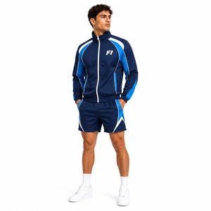 Custom Waterproof Patchwork Color Block Polyester Nylon Windbreaker Zip up Jacket and Shorts Sets Tracksuit men's jackets - Product Image 1