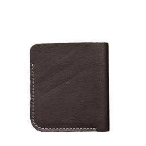 Minimalist Dark Brown Genuine Leather Bifold <b>Card</b> <b>Holder</b> <b>Wallet</b> With White Contrast Stitching Slim Cash Pocket For EverydayCarry - Product Image 6