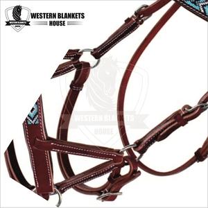 Marque à chaud personnalisée bride d'équitation variété de couleurs turquoise quincaillerie en laiton prix compétitif à l'exportation étal pour chevaux soins aux chevaux - Product Image 5