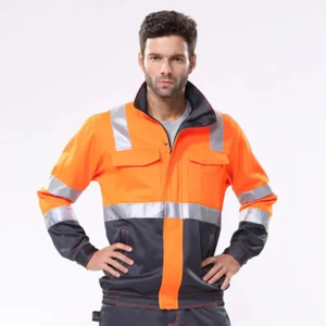 Men High Visibility Reflective Workwear <b>Jacket</b> And Pant Set Polyester Safety Uniform With Reflective Stripes Construction <b>Worker</b> - Product Image 5