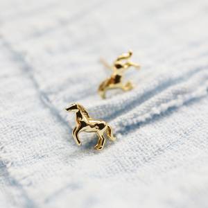 JYOTI GEMS JEWELS 925 Sterling Silver Plated Tiny Horse Stud <b>Earring</b> Bezel Setting 13x10mm Animal Jewelry Cute Minimalist Gift - Product Image 4