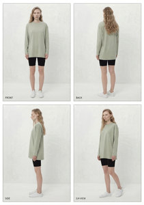เสื้อยืดแขนยาวโอเวอร์ไซส์คุณภาพสูง ผ้าฝ้าย 100% สำหรับผู้หญิง สวมใส่สบาย ทรงหลวม น้ำหนัก 230 กรัม สไตล์สตรีทแวร์ - Product Image 6