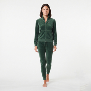 <b>Women's</b> Casual <b>Velour</b> 2 Piece Set Green <b>Velour</b> Zip Up Sweat Jacket Jogger Trousers Slim Fit Velvet <b>Tracksuit</b> Loungewear - Product Image 3