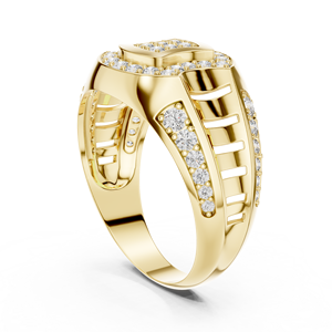 Gold Plated Diamond <b>Ring</b> Heavy Look Bridal Wedding Band Round Stone Custom OEM ODM Men's Yellow Gold Plated Horseshoe <b>CZ</b> <b>Ring</b> Lu - Product Image 2