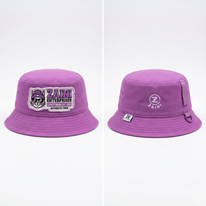 Premium 280 GSM Cotton Canvas Men Bucket <b>Hat</b> <b>Purple</b> Custom Embroidered Patch Printed Logo Woven Label Outdoor Cap - Product Image 1