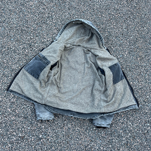 Vintage Washed Winter Loose Solid Eco-Friendly Denim <b>Jacket</b> Hooded <b>Zip</b> <b>up</b> Casual Streetwear Outerwear for Men - Product Image 4