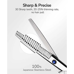 Ciseaux de coiffure professionnels en acier inoxydable 6CR13, lame tranchante, manche long, non pliable, pour droitiers, usage en salon, 28 dents S - Product Image 5