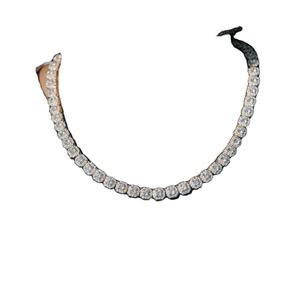 Sugar Cube Halo Cadena Precio al por mayor Ronda Moissanite Micro Clustered Tennis Cadena Collar 18K Chapado en oro amarillo Cadena cubana - Product Image 1