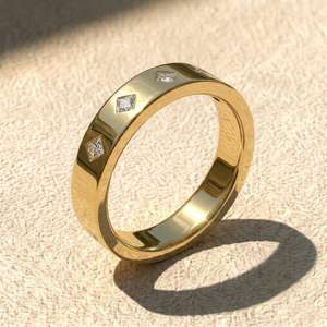 Anillo de Oro Sólido de 14K con Diamante de Corte Princesa de 2MM, Anillo de Boda de Lujo con Diamante Cultivado en Laboratorio para Hombre - Product Image 2