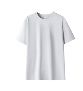 T-shirt en coton blanc à col rond et manches courtes pour homme, coupe classique, couleur unie, tricot jersey, design uni - Product Image 1