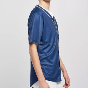 เสื้อเบสบอลแขนสั้นมีกระดุมเสื้อทีมเบสบอล OEM - Product Image 4