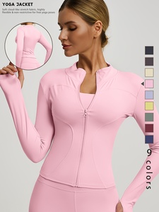 Women's Full Zip Front Logo Breathable Quick Dry Athletic Gym <b>Jacket</b> with Seamless Knit for Outdoor Running Fitness <b>Yoga</b> Workout - Product Image 6