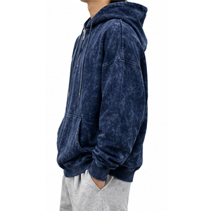 Sweat-shirt vintage délavé à l'acide avec fermeture éclair quart de tour, unisexe, coupe oversize, style streetwear, personnalisable avec logo, vente en gros, fabricant - Product Image 6