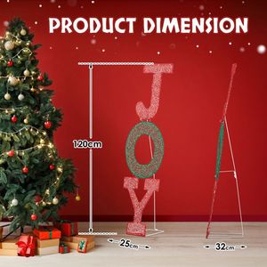 ป้ายไฟอักษร JOY แบบ 2 มิติ พร้อมไฟ LED สีขาวอบอุ่น 45 ดวง สำหรับตกแต่งสวนในวันคริสต์มาส ป้ายไฟประดับตกแต่งวันคริสต์มาส - Product Image 4