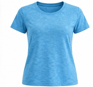 Women's Blue Short Sleeve Crew Neck <b>T</b> <b>Shirt</b> Solid Color Slim Fit Casual Jersey <b>Yoga</b> Top - Product Image 1