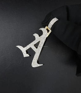 Pendentif Lettre Initiale Moissanite VVS Effet Givré Plaqué Rhodium Breloques Personnalisables Hommes Femmes Bijoux en Argent Sterling 925 - Product Image 6