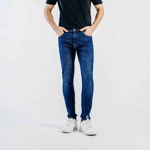 Jeans en denim classiques slim fit de haute qualité, coupe slim droite, décontractés, extensibles, pour hommes - Product Image 2