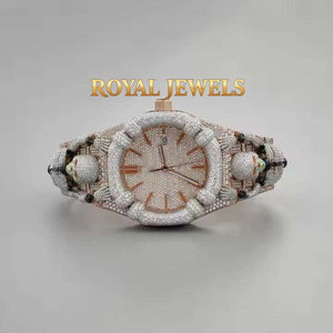 Reloj de Lujo con Moissanita y Cuarzo, Correa de Acero Inoxidable, Esfera Redonda, Pantalla de Cristal, Resistente al Agua - Product Image 5