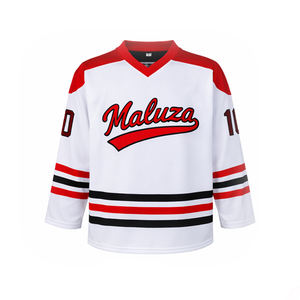 Camiseta de Hockey sobre Hielo Personalizada Blanca para Hombre, Ropa Deportiva, Nombre y Número Personalizados, Transpirable, Venta al Por Mayor OEM - Product Image 2